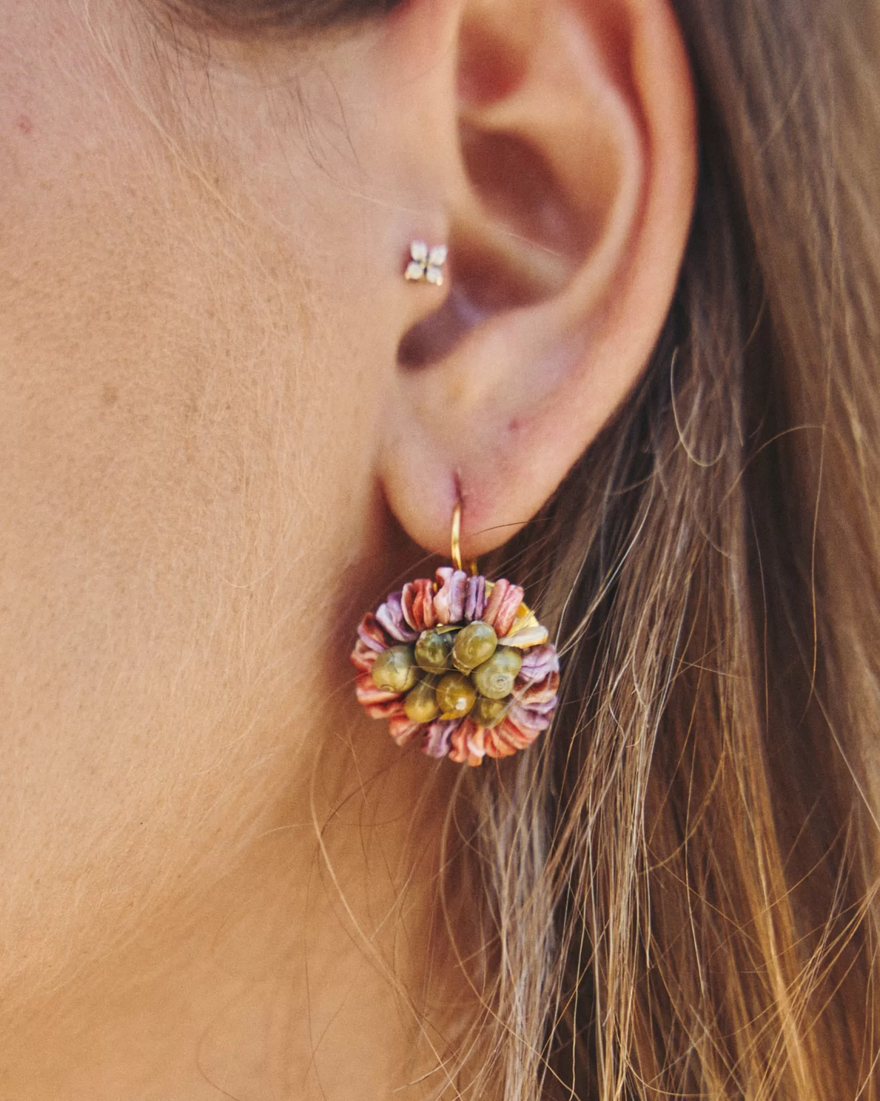 Miphai Pendientes Fisterra Flor Multicolor Hot