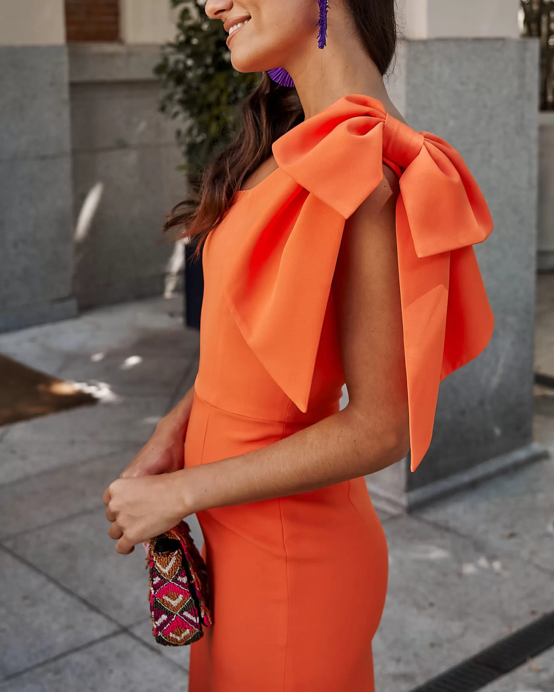 Miphai Vestido Largo Pétalo Naranja Best